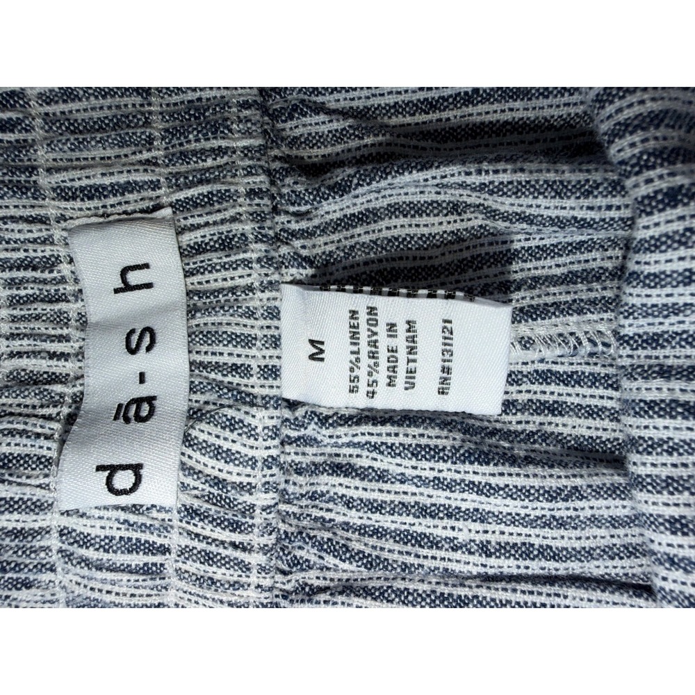 da-sh Blue White Striped Linen Blend Wide Leg Cropped Pants Coastal Size Medium - Picture 6 of 8
